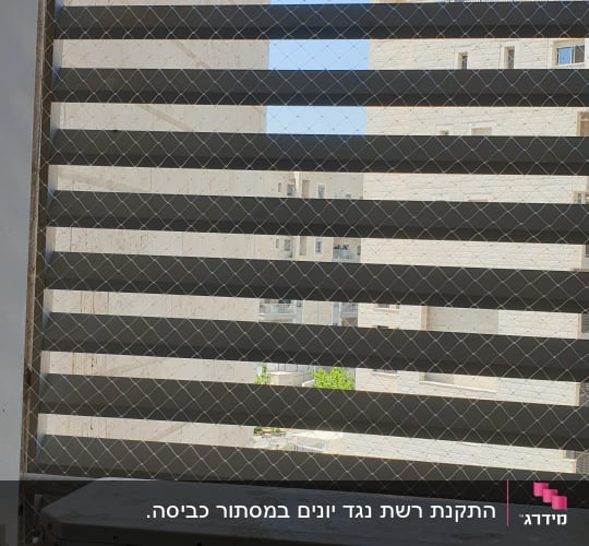 רשת מתכת על חלון למניעת כניסת יונים
